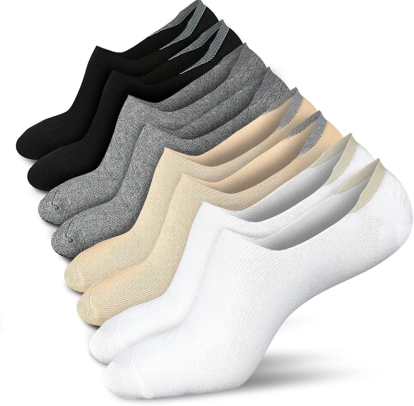 Wernies No Show Socks Women Low Socks Non Slip Flat Boat Line 4/8 Pairs