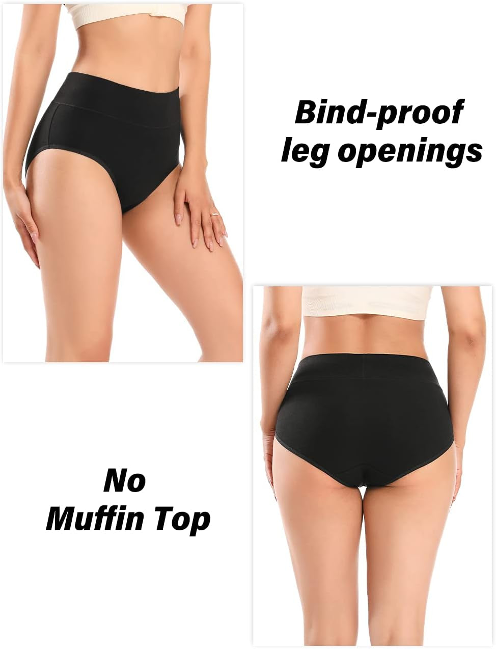 POKARLA Women'S Underwear Cotton High Waist Briefs Full Coverage Soft Breathable Ladies Pantie