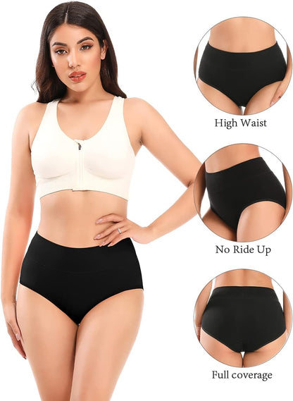 POKARLA Women'S Underwear Cotton High Waist Briefs Full Coverage Soft Breathable Ladies Pantie
