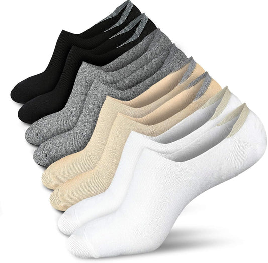 Wernies No Show Socks Women Low Socks Non Slip Flat Boat Line 4/8 Pairs