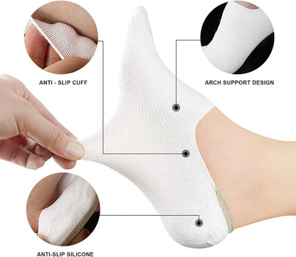 Wernies No Show Socks Women Low Socks Non Slip Flat Boat Line 4/8 Pairs