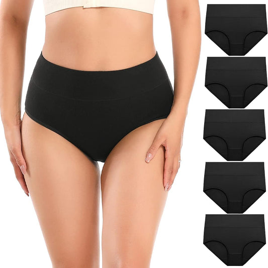 POKARLA Women'S Underwear Cotton High Waist Briefs Full Coverage Soft Breathable Ladies Pantie