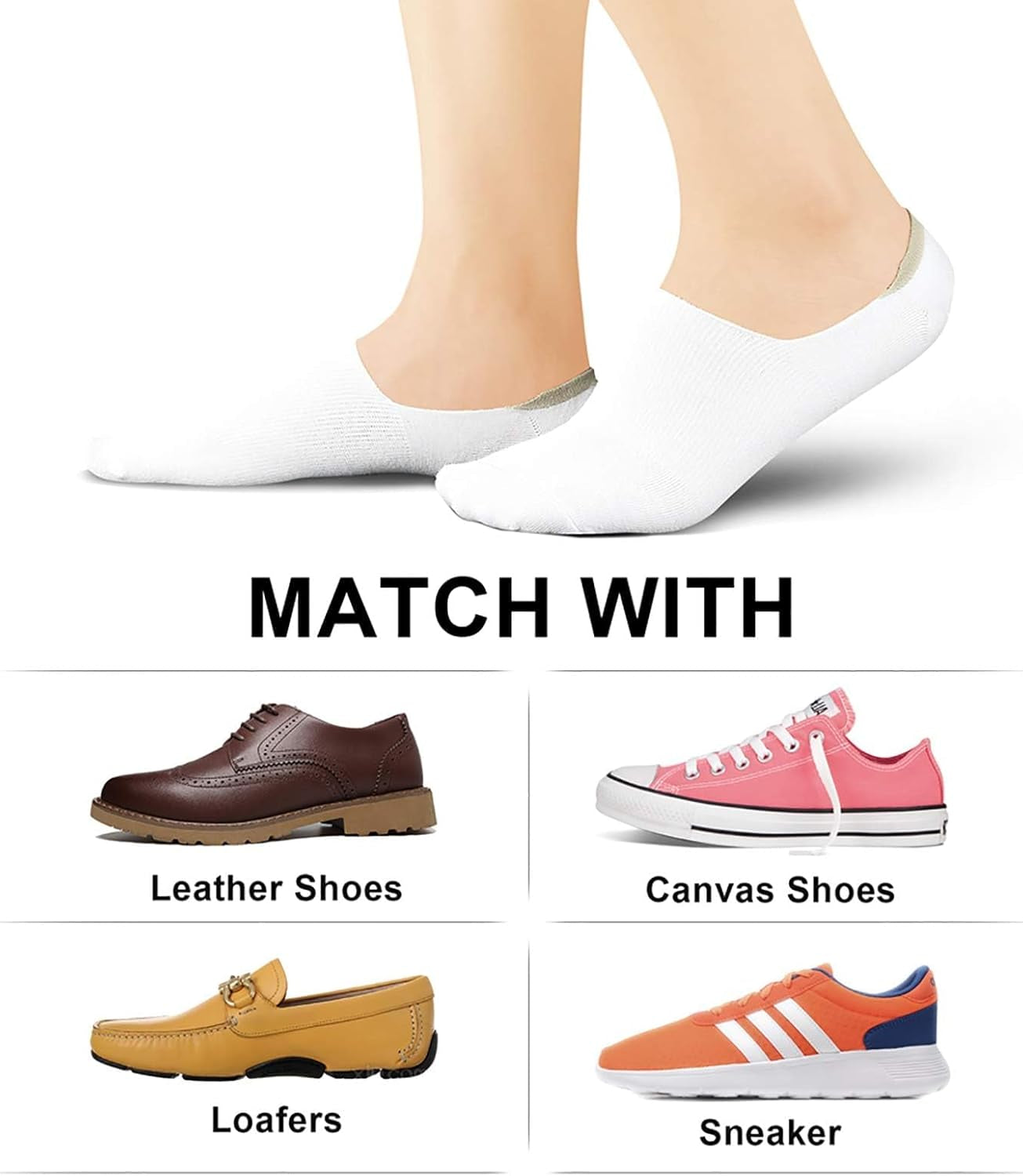 Wernies No Show Socks Women Low Socks Non Slip Flat Boat Line 4/8 Pairs